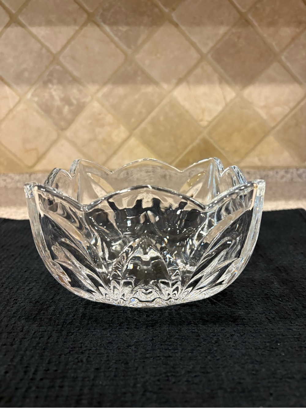 Clear Square Pressed Cut Glass Decorative Bowl